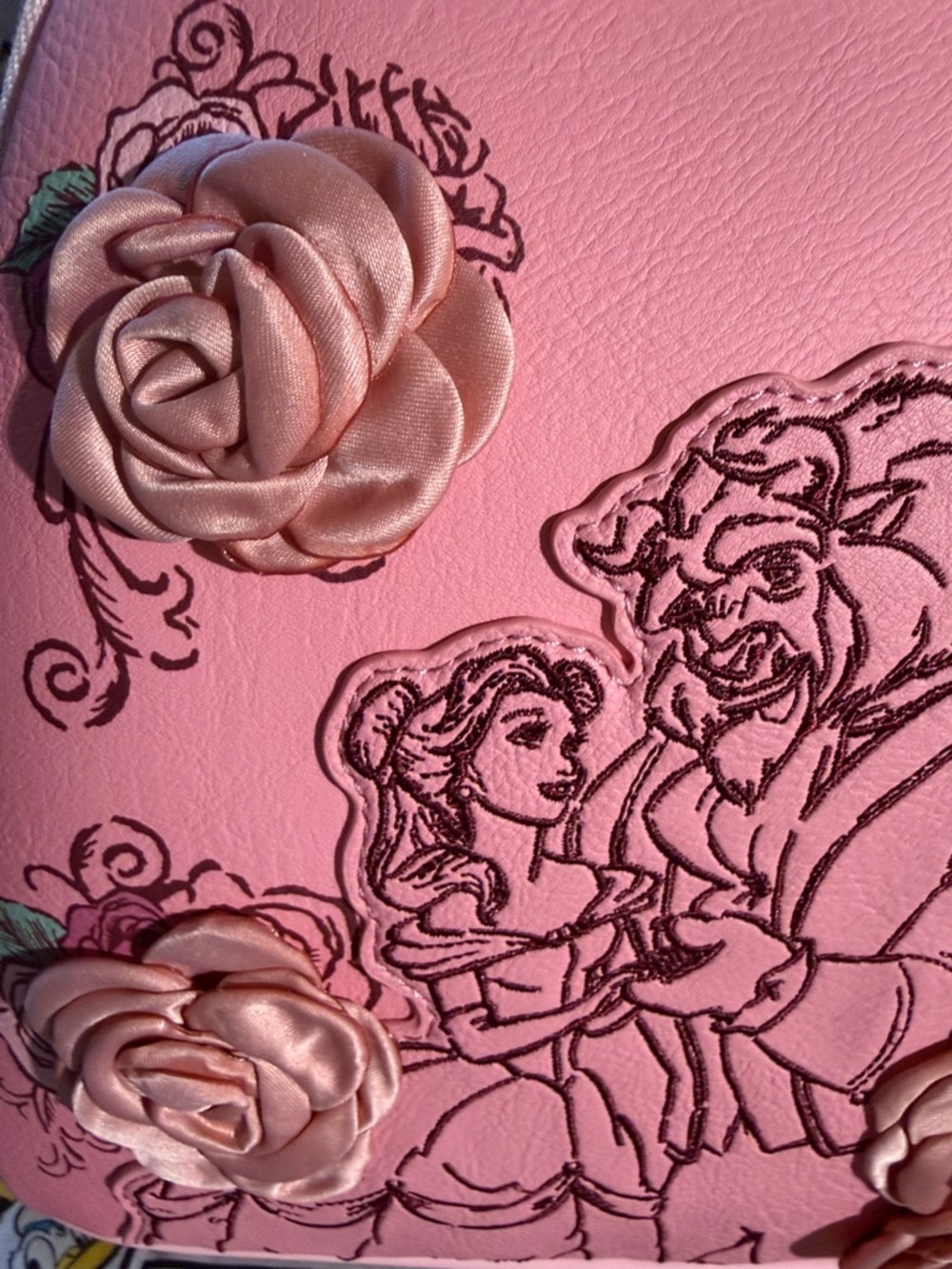 Loungefly Disney Princess Beauty and the Beast Pink 3D Roses Mini Backpack 2025 - Picture 3 of 12